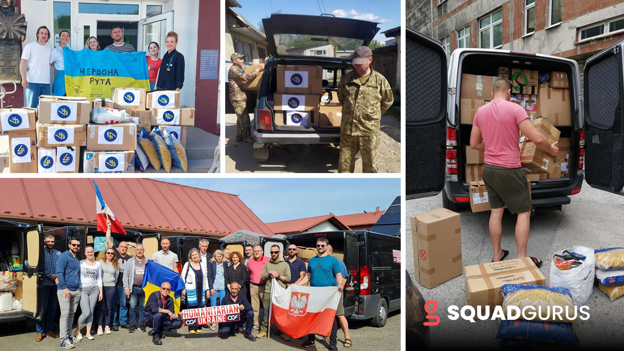 Gurus News: SquadGurus Romain Rebour, our delivery / customer success leader located in Krakow, Poland, has done hero’s work helping refugees - including some of our partners - with relocation, food and supplies, and other needs. squad-gurus-summer-2022-1-b